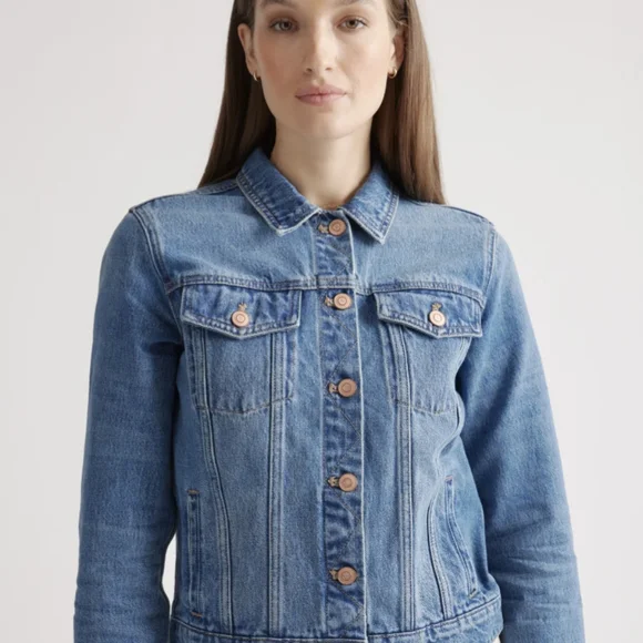 Quince Women's 100% Organic Cotton Jean Denim Jacket Indigo Blue Medium - Picture 6 of 15